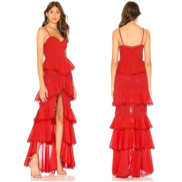 Majorelle Zelda Fitz Gown Sleeveless Chiffon Floral Lace High Low Maxi Dress XS - Picture 1 of 14